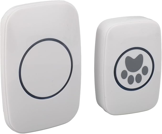 Wireless Dog Doorbell, Portable Smart Pet Doorbell with Intelligent Sensing Transmitter and Receiver for Dog Training and Home Use, Black (US Plug)