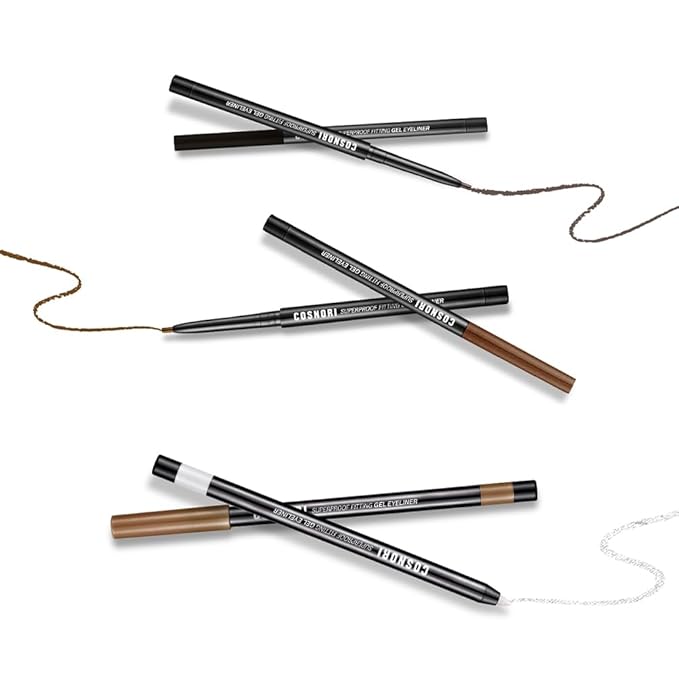 COSNORI Super Proof Fitting Gel Eyeliner 03 Walnut Brown - Smudge-Proof, Longwear Eyeliner Pencil, Soft Drawing 2mm Ultra-Slim Pencil, Waterproof, 0.004oz (0.13g)