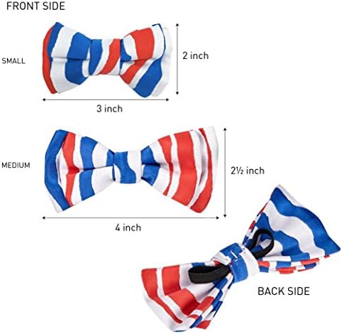 Blueberry Pet 2 Patterns Patriotic Spirits France Flag Adjustable Bowtie Grey Dog Collar - Handmade Bow Tie w/Jacquard Weave Fabric, Small, Neck 12"-16"