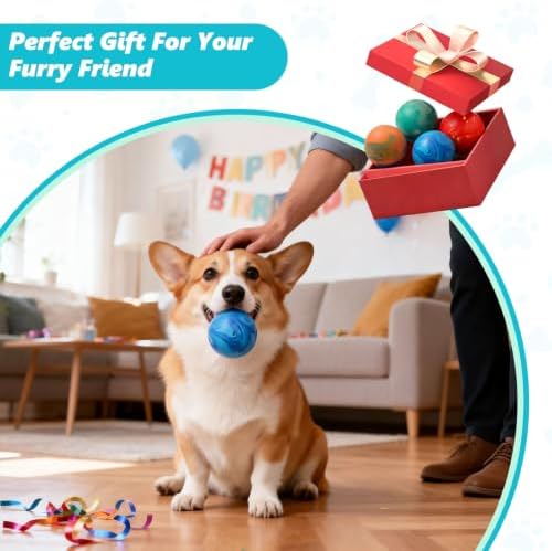 Squeaky Dog Balls, 4 Pack Soft Latex Small Dog Toys for Small Mideium Breeds, 2.5" Interactive Bouncy Fetch & Chew Toys for Puppy Training and Playing