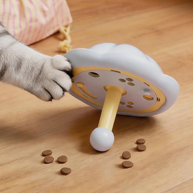 Cat Treat Dispenser Toy, Interactive Tumbler Puzzle for Indoor Cats (Blue)