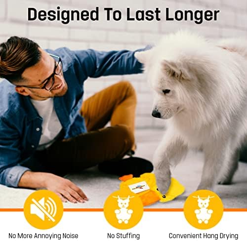 FGA MARKETPLACE Duck Flat NO Stuffing NO Squeak Plush Dog Toy, Funny Style Will Entertain Your Pet for Hours, Recommended for Small and Medium Dog 21 INCH Long