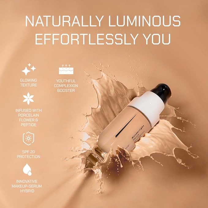 Radiant Professional Wonderlight Serum Lightweight Liquid Foundation Makeup SPF 20 -Alternative to Bronzer Powder - Color Corrector, Under Eye Concealer & Matte Eyeshadow Base-1.01oz-Natural Beige(03)