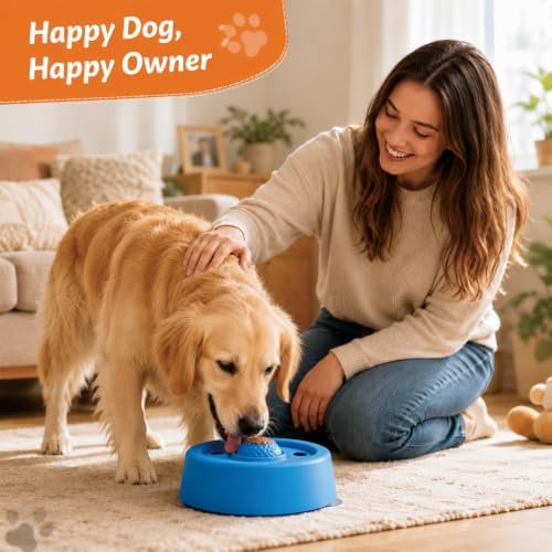Slow Feeder Dog Bowls，Dog Enrichment Toys，Dog Slow Feeder Bowl，Dog Licking Bowl with Rolling Ball，Dog Lick Toy，Interactive Dog Toys，paw Calm Lick Bowl，Dog Feeder for Wet Food, Yogurt, Bone Broth