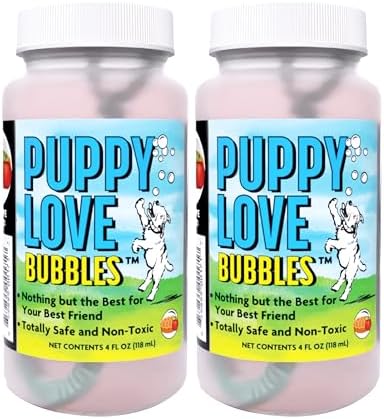 Atomic Bubbles: Puppy Love Bubbles: Apple Pie Scented 2 Pack - 4oz Bottles, Dog Interactive Toy, Pet Safe, Non-Toxic, Indoor & Outdoor, Long Lasting