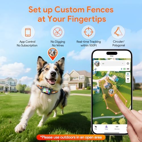 Meowant GPS Dog Collar, Wireless Electric Fence System with Remote