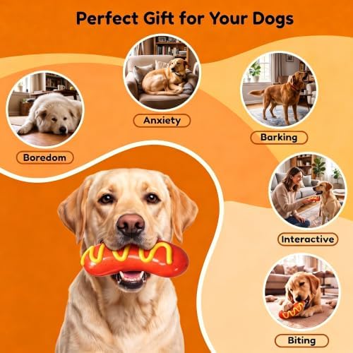 Squeaky Dog Chew Toys, Interactive Tough Indestructible Dog Toys for Aggressive Chewers, Medium to Large Dogs, Indoor & Outdoor Use