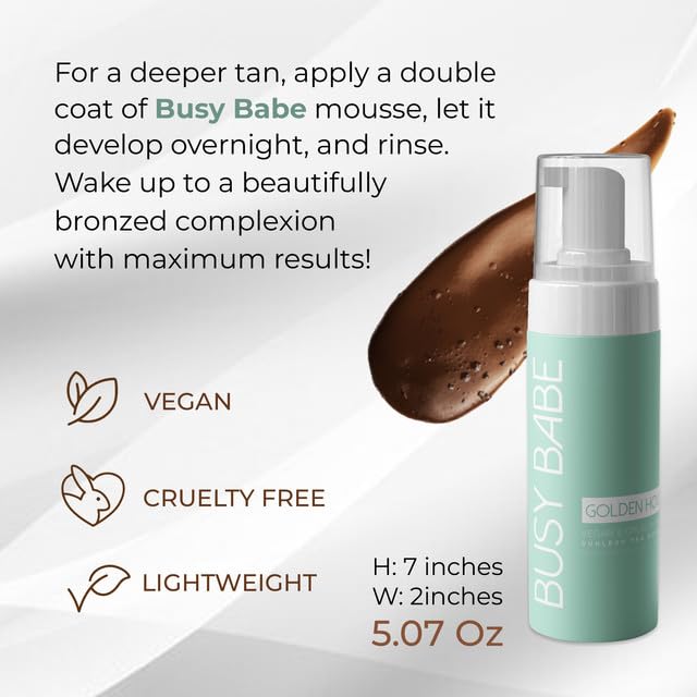 Golder Hour Tanning Mousse Self Tanner - Achieve a Gorgeous, Flawless Tan, Sun-Kissed Glow for All Skin Types and Tones, Sunless Tanning Mousse for Undertone (DARK BRONZE 200ml)