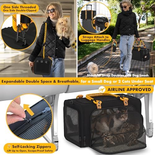 PAWZIDEA Double Pet Stroller with 2 Detachable Carrier for Multiple Pets