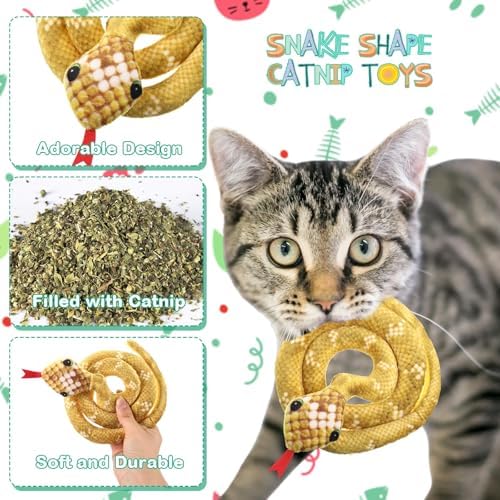 4 Pack Christmas Catnip Cat Toys, Snake Shape