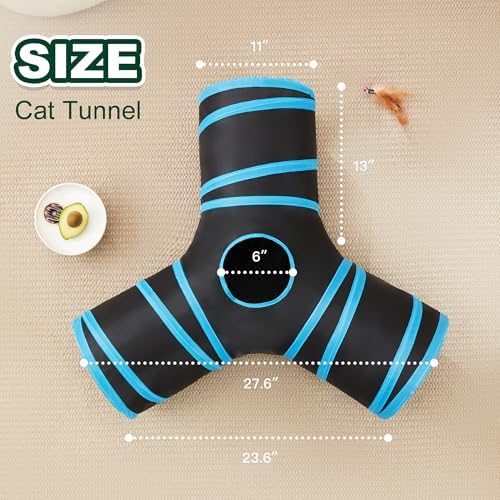 Love's cabin Cat Tunnel for Indoor Cats, 3-Way Collapsible Play Tunnel