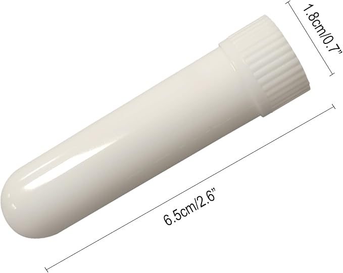 12 Pcs White Refillable Nasal Inhalers, Eco-Friendly PP Plastic Personal Aromatherapy Inhaler Sticks, Blank Essential Oil Inhaler Tubes for Travel, Office, Home, Gym - with Cotton Wicks