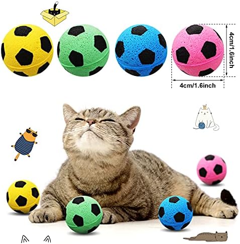 Skylety 32 Pcs Cat Soccer Ball Toys Foam Soccer Cat Toy Kitten Pet