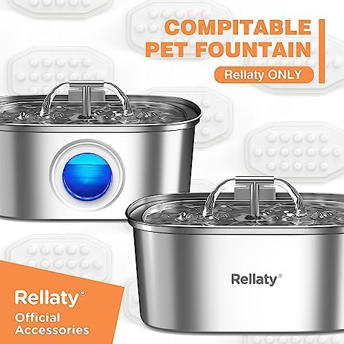 Rellaty Official 32PCS Cat Water Fountain Filters Replacement | For 3.2L/108oz Automatic Pet Water Fountain (16 filters +16 sponges)