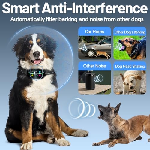 Dog Bark Collar for Large Medium Small Dogs,Smart Anti Barking Training Rechargeable Collar Device for Dogs with 4 Training Modes,8 Adjustable Sensitivity,IP67 Waterproof,3Pack