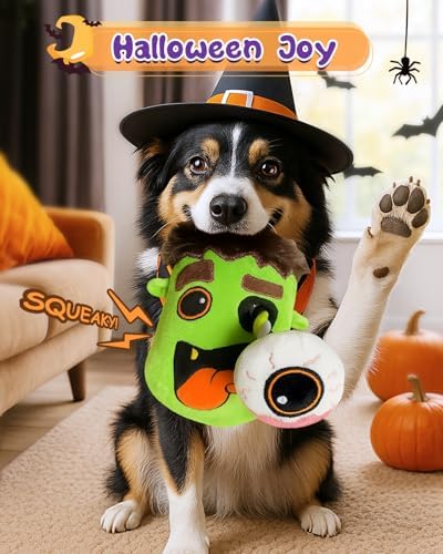 Swooflia Halloween Tug of War Dog Toy-Squeaky Plush Toy with Rope for Medium Large Breed Dogs to Keep Them Busy, Cute Monster Interactive Doggie Toys
