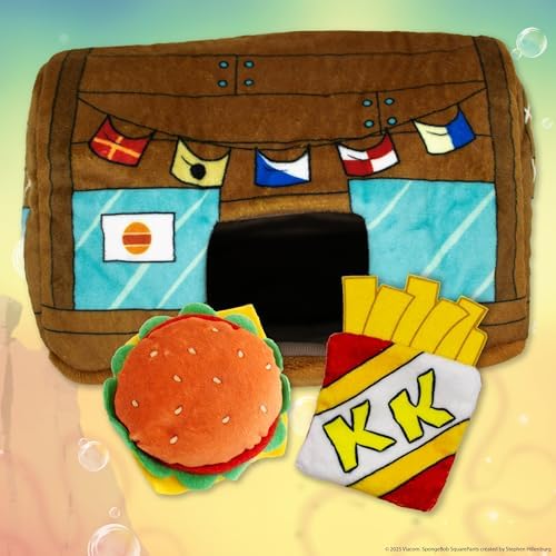 SpongeBob SquarePants Plush Dog Toys, Nesting Toy Krusty Krab Set, 3-Pack