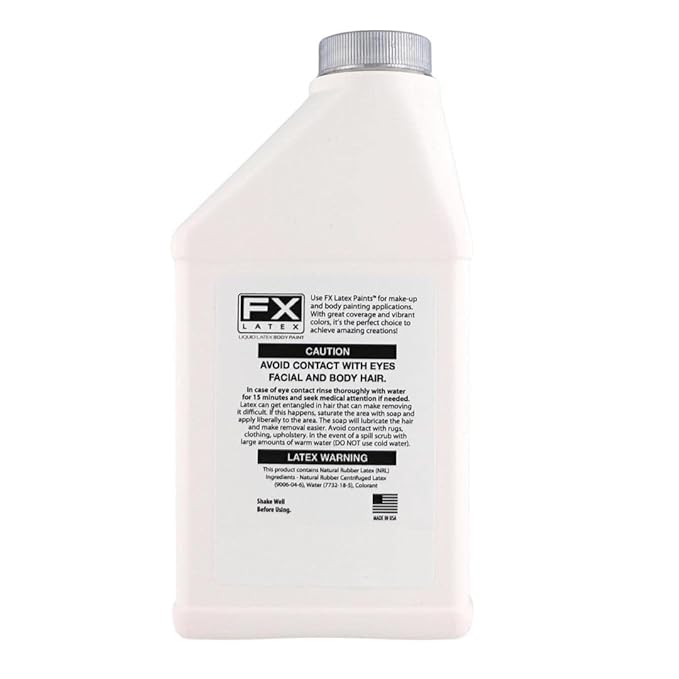 Liquid Latex - Face and Body Paint, Ammonia Free, Easy On and Off, Cosplay Makeup, Create Professional Monster, Zombie Arts 16 Oz (White)