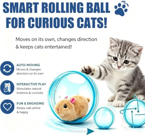 Interactive Rolling Cat Ball,2026 New Self-Rolling Interactive Cat Ball