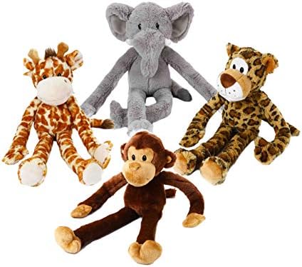 Multipet Swingin 19-Inch Large Plush Dog Toy with Extra Long Arms and Legs with Squeakers (Pack of 2)