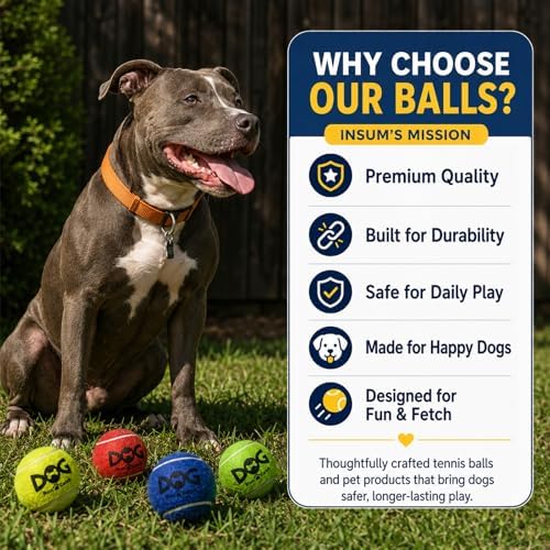 INSUM Tennis Balls for Dogs, 12 Pack Small Medium Dog Toys Balls