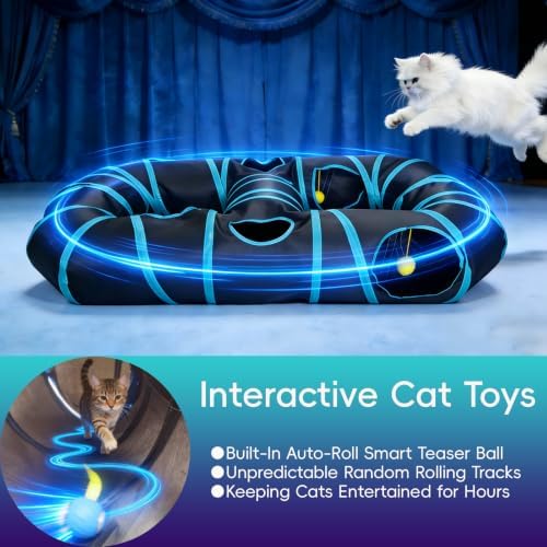 Interactive Cat Toy,Motion-Activated Ball in Cat Tunnel