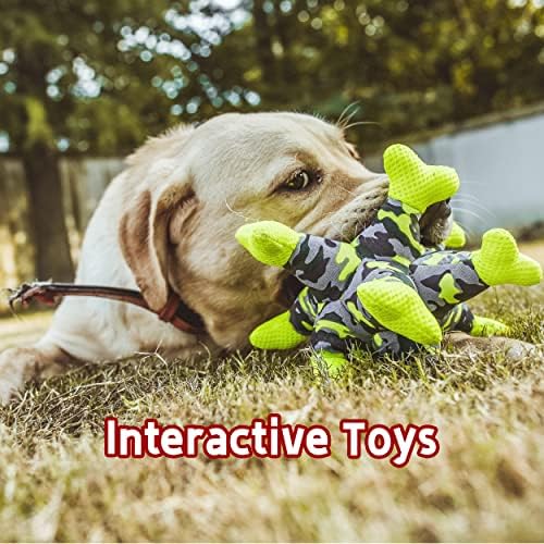 Dog Chew Squeaky Toys, Dog Teeth Cleaning Toy, Tug of War, Stuffed Jack Bone Toy with Squeakers, Interactive Toy for Small Medium Large Dogs,Blue