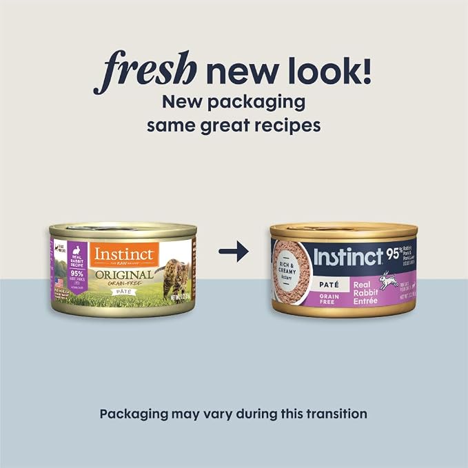 Instinct Original Grain Free Real Rabbit Recipe Natural Wet Canned Cat Food, 3 oz. Cans (Case of 24) | Rich & creamy pate texture, high protein, real rabbit, whole-food ingredients, grain-free, hydration support