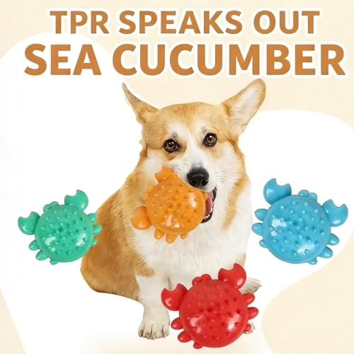 Squeaky Crab Dog Chew Toy, Orange, TPR Material, Interactive Teeth Cleaning Ball for Puppies and Dogs, Boredom Relief, 3.94 Inch (Green)