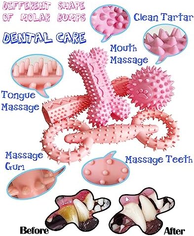 4 Pack Puppy Teething Chew Toys for Small Medium Dogs Pink Girl Dog Toy Set