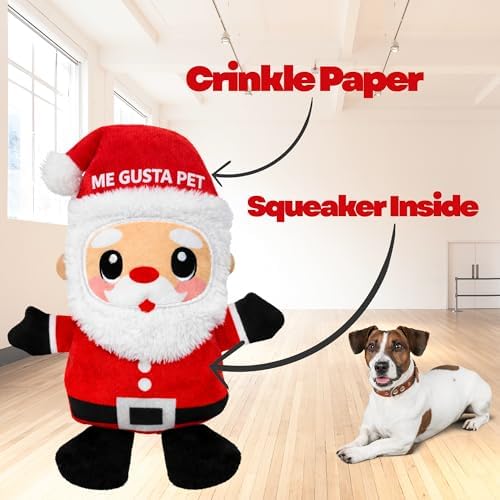 Dog Toys, Dog Xmas Christmas Santa Claus Squeaky Plush Chew Fetch Brain Stimulating Toy Presents for Small Medium Dogs (Medium, Christmas)