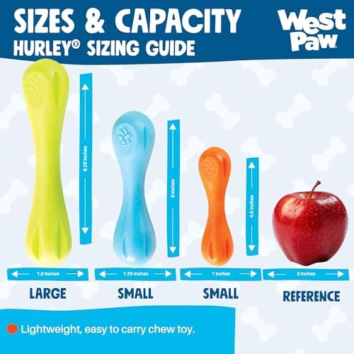 WEST PAW Zogoflex Hurley Dog Bone Chew Toy – Floatable Pet Toys for Aggressive Chewers, Catch, Fetch – Bright-Colored Bones for Dogs – Recyclable, Dishwasher-Safe, Non-Toxic, Small, Tangerine