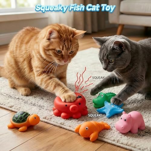 Interactive Cat Water Mat with Fish Toy, Self Play Aqua Toys for Bored Indoor Cats, Stimulating Enrichment Toys for Cats & Ferrets, Portable Cat Water Pool