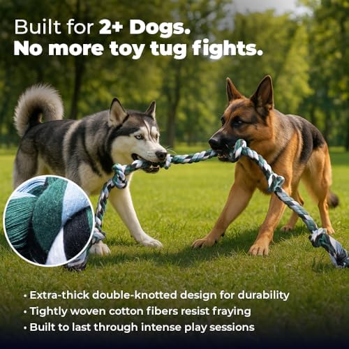 Pacific Pups Products Giant Dog Rope Toy, 42 Inch Tug of War Rope, Green