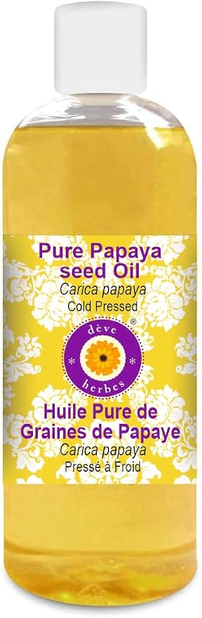 Deve Herbes Pure Papaya Seed Oil (Carica Papaya) Cold Pressed 200ml (6.76 oz)