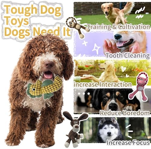 Plush Wrinkled Squeaky Dog Toy,2-Pack The Best Durable Teething Puppy Rope Chew Toy Keeps Them Busy Playing Hide-and-Seek Suitable for Puppy, Medium Dogs and Large Dogs (Blue&Green)