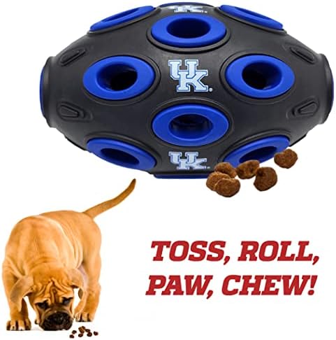 Pets First NCAA Kentucky Wildcats Football Treat Dispensing Toy for Dogs and Cats, Interactive Rubber Ball, Natural Feeding Toy (KY-3622)