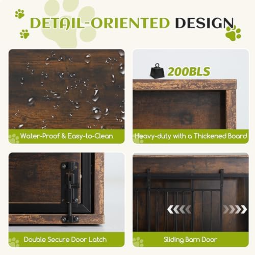 59.8 Inch Large Dog Crate Furniture with 3 Storage Drawers