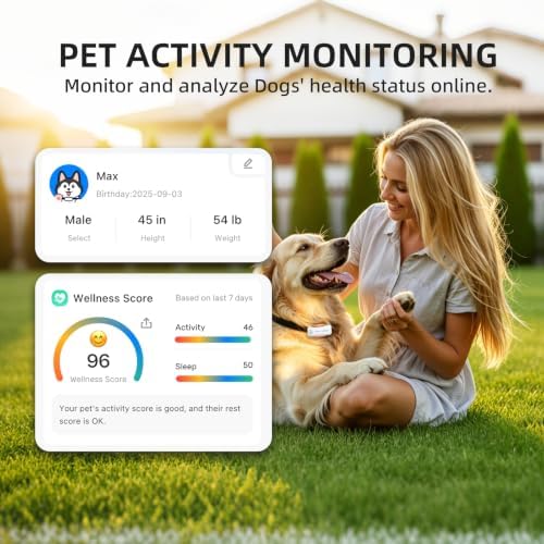 DBDD GPS Tracker for Dogs with 36 Month Subscription, Real-Time Location, Electronic Fence, Health Monitoring, Waterproof, for Medium Large Dogs, iOS Android