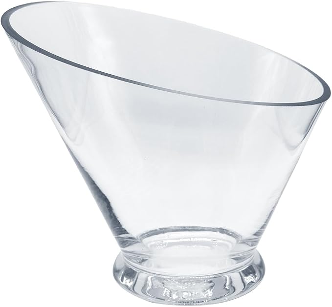 WGVI Slant Cut Calyx Glass Vase, Width 9", Height 7.75", Clear Terrarium, Candy Dish, Fruit Jar, Floral Container for Wedding Party Event, Home Office Decor, 4 Pieces