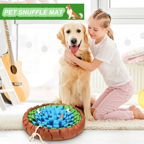 SZEE Snuffle Mat for Dogs, Adjustable Sniffing Mat for Smell Training and Slow Eating, Dog Snuffle Pad for Mental Stimulation and Enrichment, Interactive Toys for Pets (Blue and Green)
