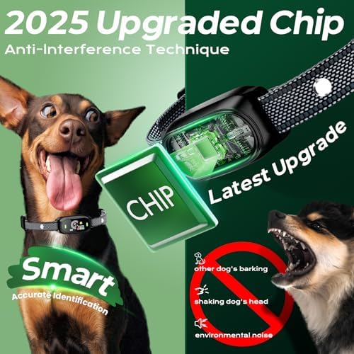 Dog Bark Collar for Large Medium Small Dogs, Smart Rechargeable Barking Collar with 5-Level Sensitivity, 4 Beep & Vibration Modes, Waterproof