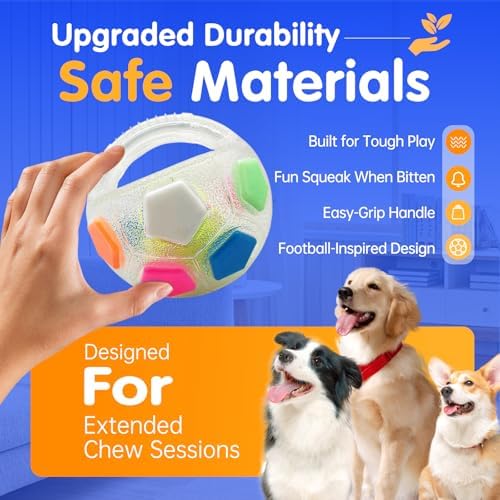 YoFellas Dog Toy Ball with Handle – Durable Squeaky Fetch Ball for Medium & Large Dogs, Floating Interactive Chew Toy for Water Play, Training & Outdoor Games