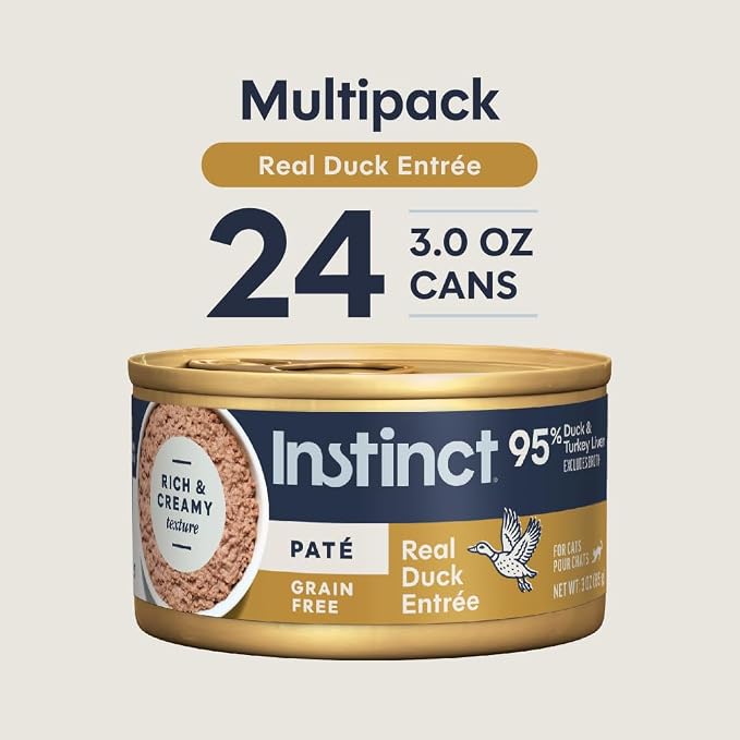 Instinct Original Pate Wet Cat Food, Grain Free Recipe - Real Duck, 3 oz. Cans (Pack of 24) | Rich & creamy pate texture, high protein, real duck, whole-food ingredients, grain-free, hydration support