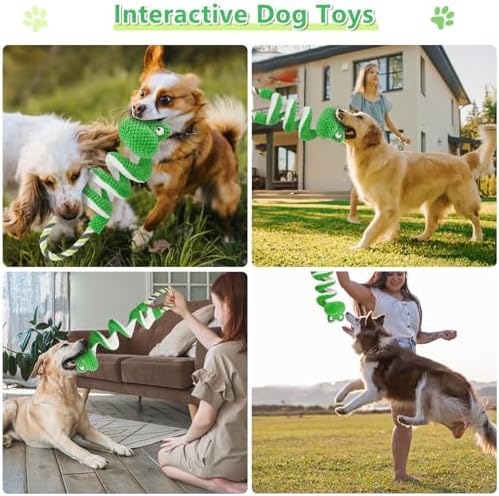 Letsmeet Interactive Squeaky Dog Toys with Pull Rope, Large Dog Tug of War Toy, Plush Puppy Chew Toys for Dental Health, Great for Small, Medium and Big Dogs