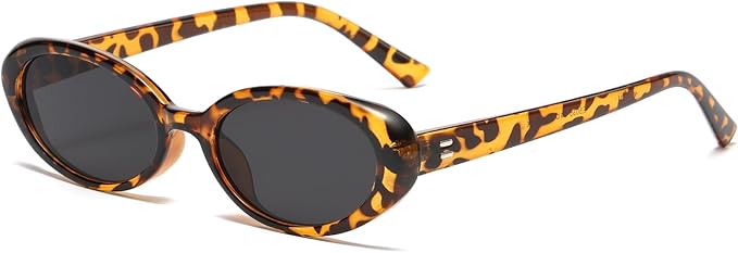 Breaksun Retro Oval Sunglasses for Women Men Fashion Small Oval Sunglasses 90s Vintage Shades