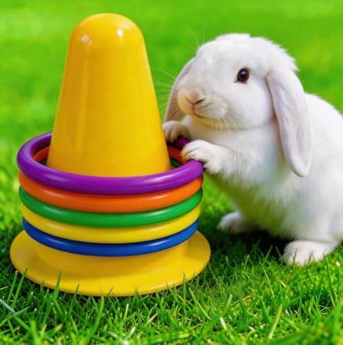 Rabbit Treat Ball, Bunny Enrichment Toy with Stainless Steel Hanger Set, Veggie Feeding Rabbit Ball Toy to Slow Feeder for Bunny, Guinea Pig, Hedgehog, Squirrel, Tortoise (Style2-Blue)