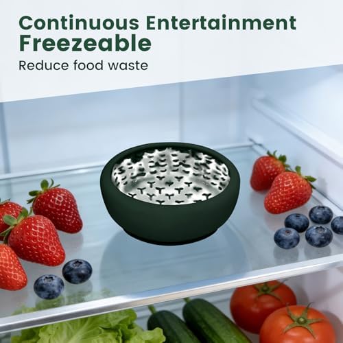 Dog Slow Feeder Licking Bowl,Anxiety Relief Treat Dispenser, Non-Slip Anti-chocking Pet Dish, Interactive Puzzle Toy for Small Medium Breed,Freezable BPA Free Silicone Dishwasher Safe