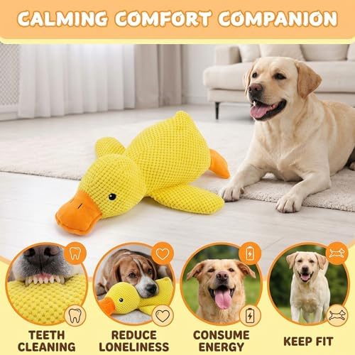Duck Dog Toy, Yellow Duck Dog Toy for Canine Companions, Durable Duck Stuffed Animal for Play and Relaxation, Soft Stuffed Plush Mellow Calming Duck Toy for Dogs