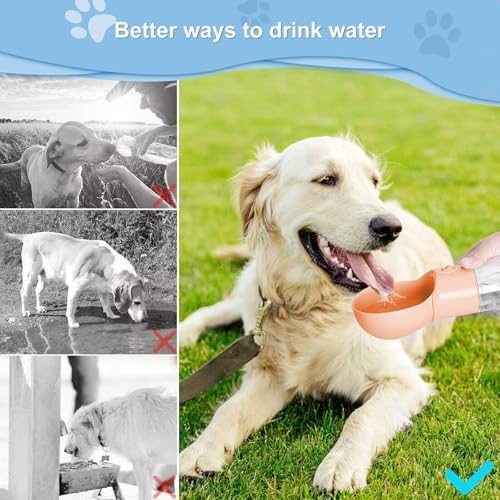Dog Water Bottle, Widen Sink Portable Dogs Water Dispenser, Orange, 17oz